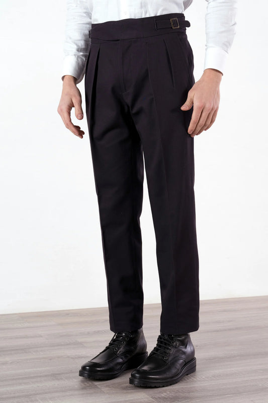 Pantalon en coton blue marine saisons blanc