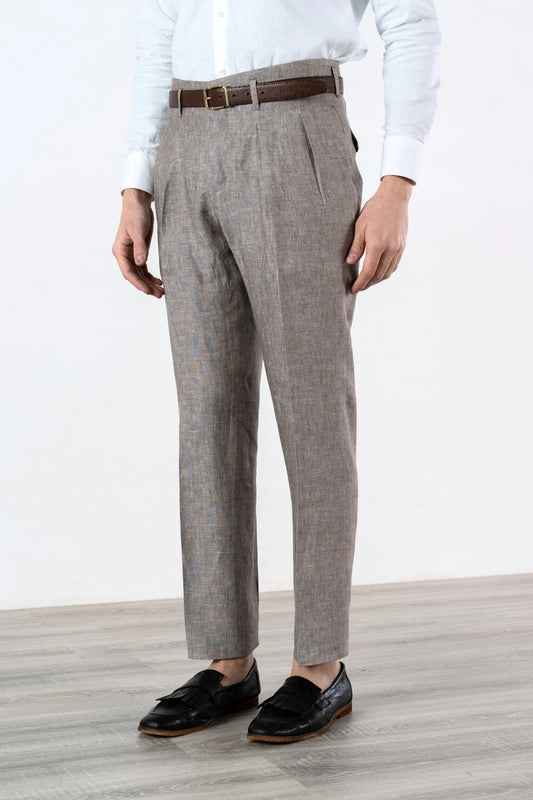 Spring Summer brown linen trousers