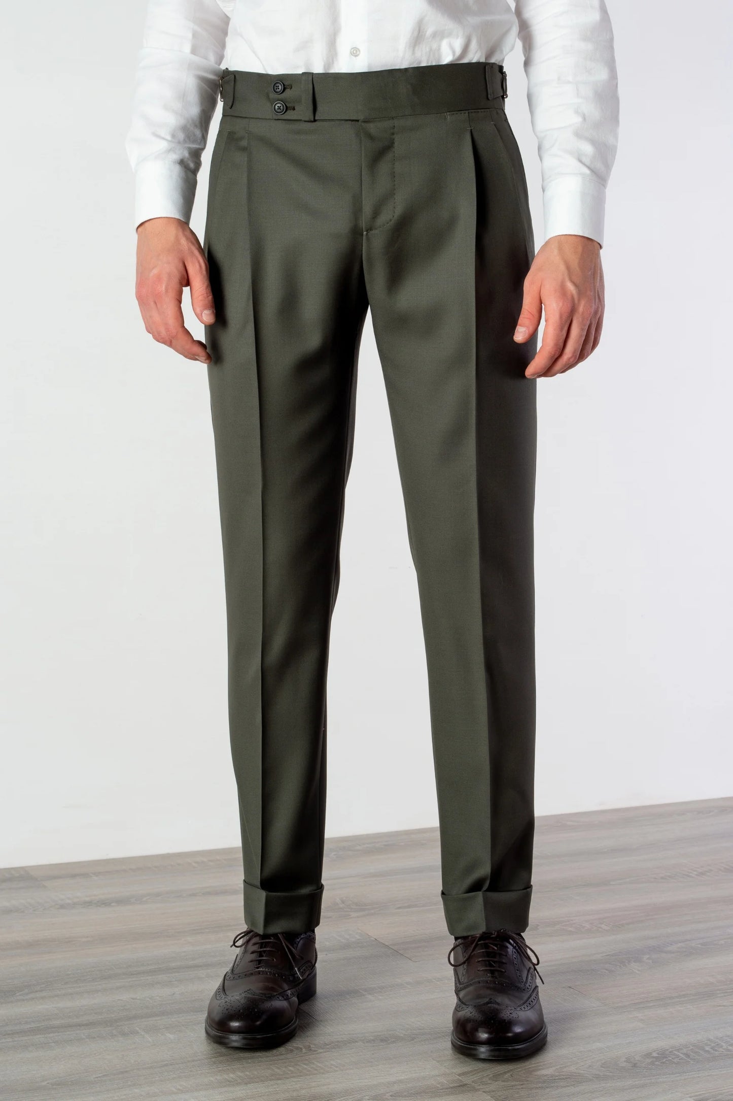 Pantalon en laine 130's vert quatre saisons