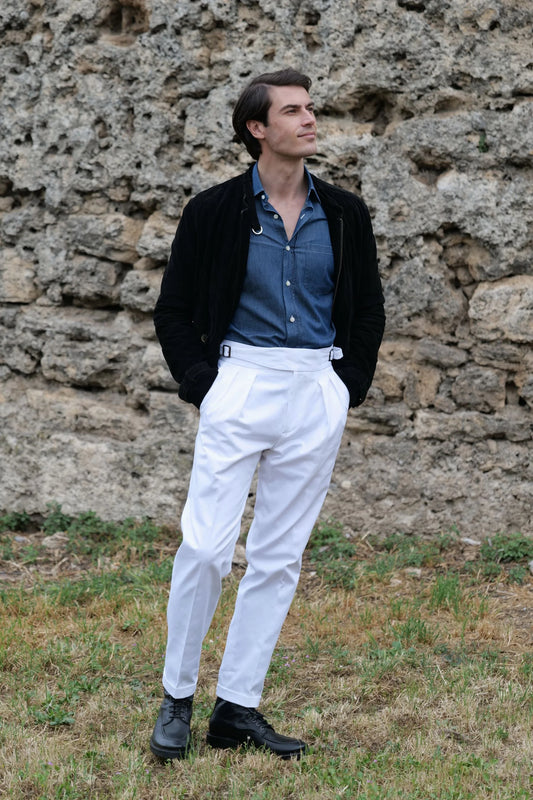 Pantalon en coton quatre saisons blanc