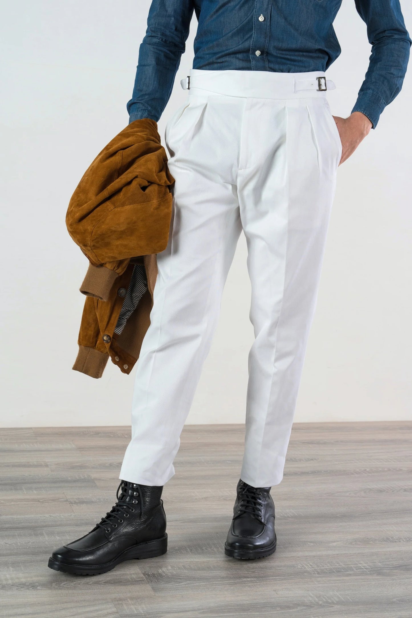 Pantalon en coton quatre saisons blanc