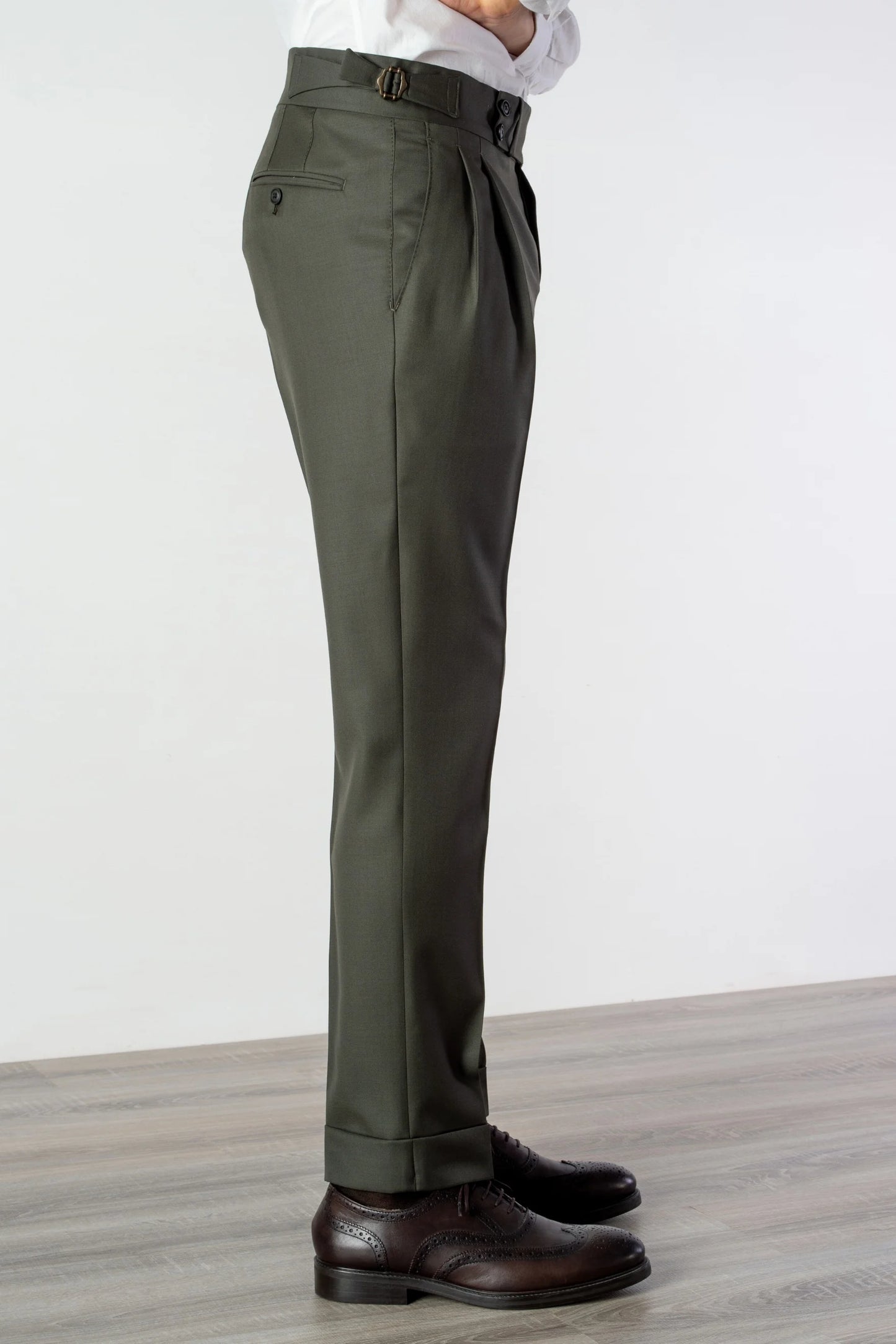 Pantalon en laine 130's vert quatre saisons