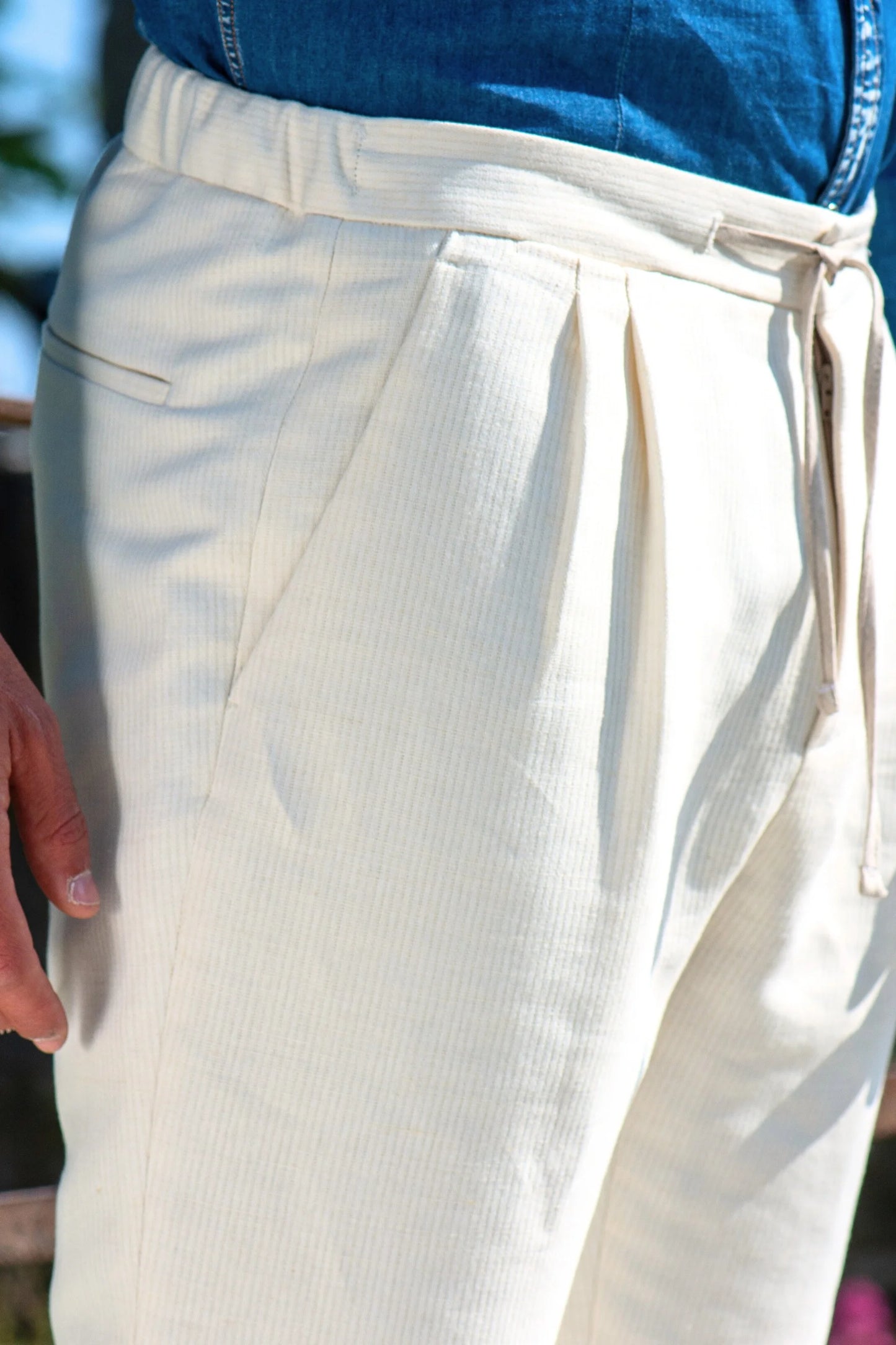 Four seasons ivory hemp trousers