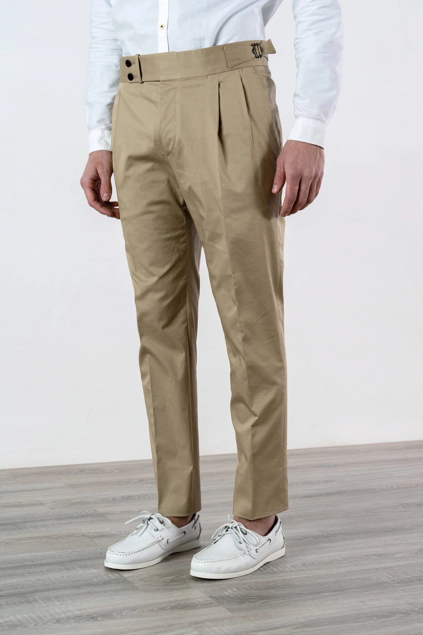 Spring Summer beige cotton trousers