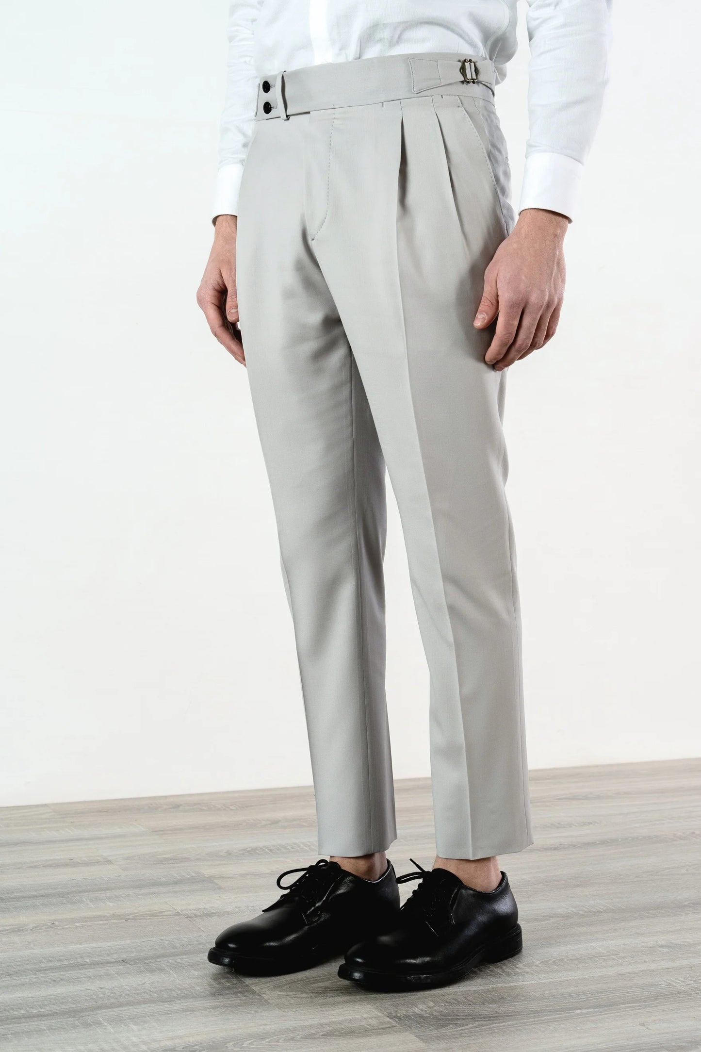 Pantalon en laine 130's gris clair quatre saisons