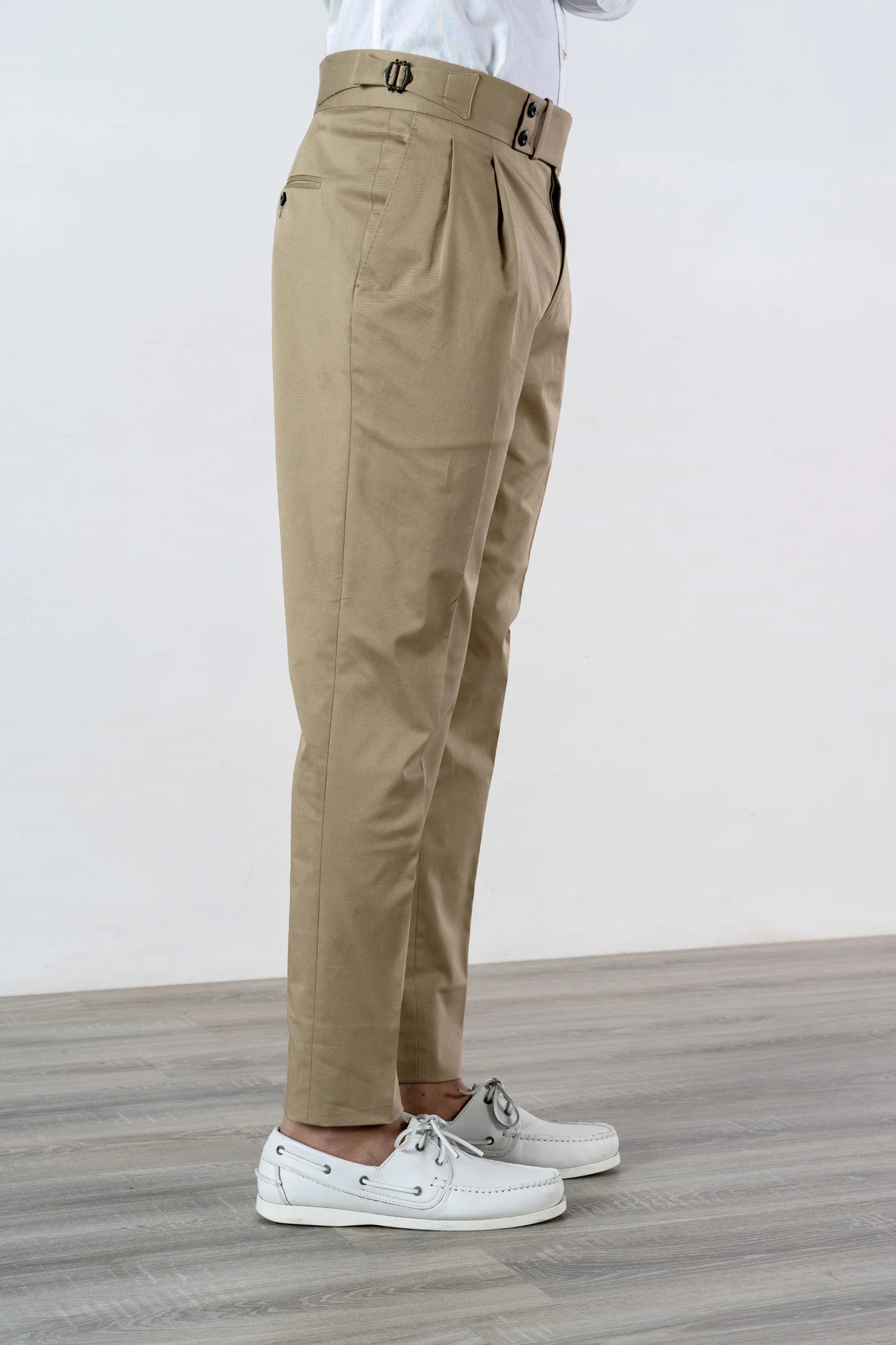 Spring Summer beige cotton trousers