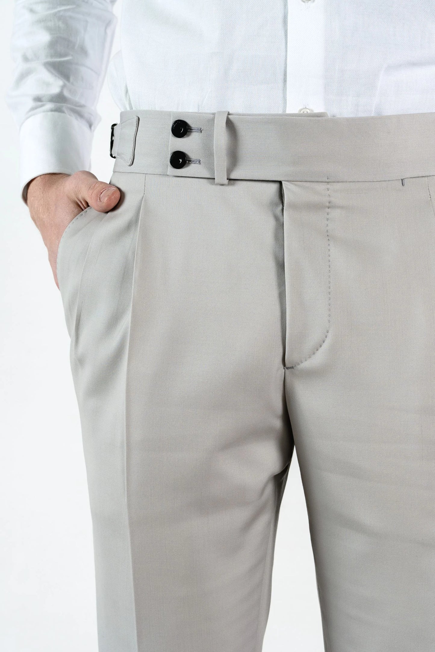 Pantalon en laine 130's gris clair quatre saisons