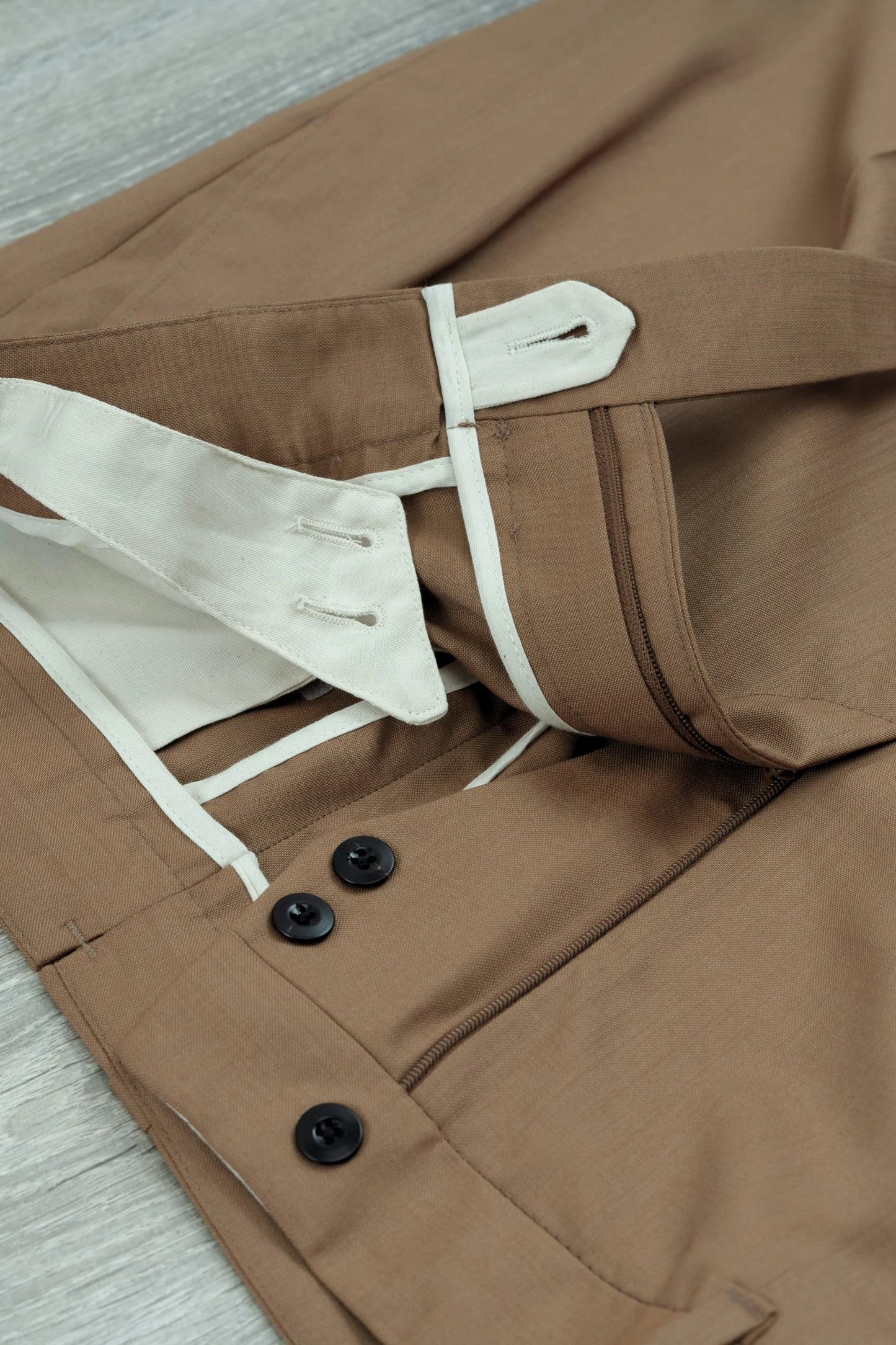 Spring Summer light brown wool trousers