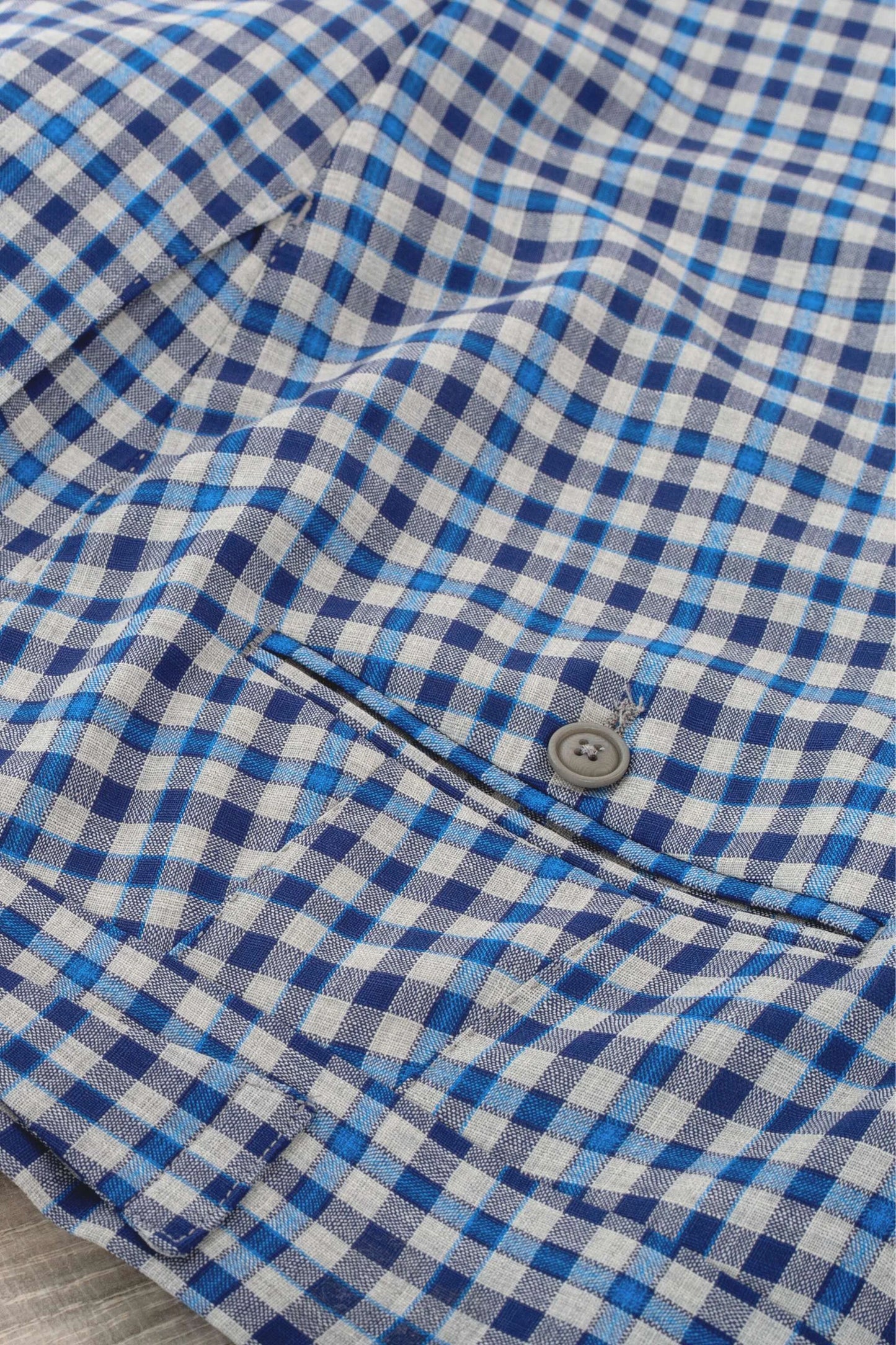 Bermuda en laine 130's à carreaux bleu clair printemps été