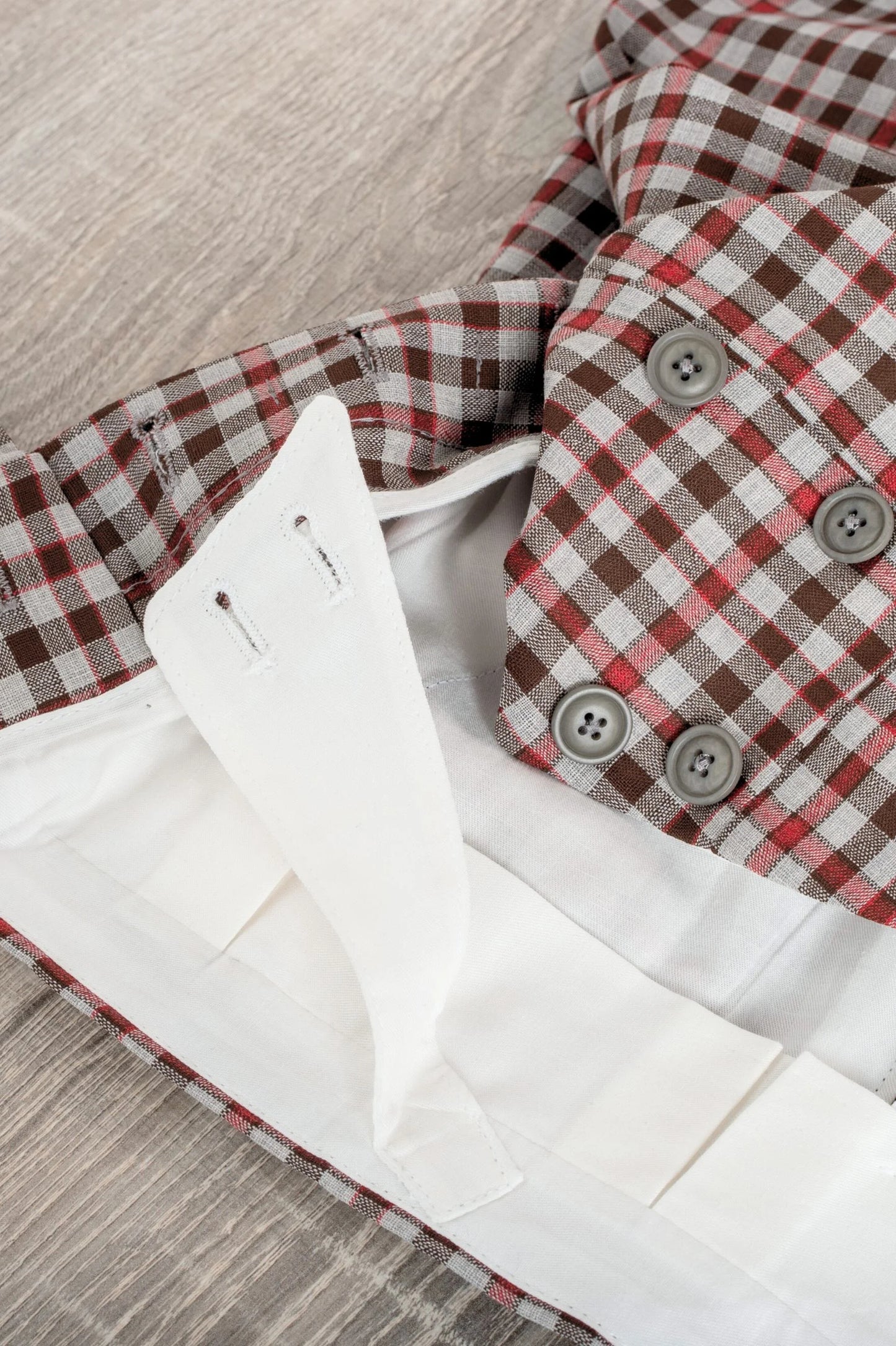 130's red checked wool shorts spring summer