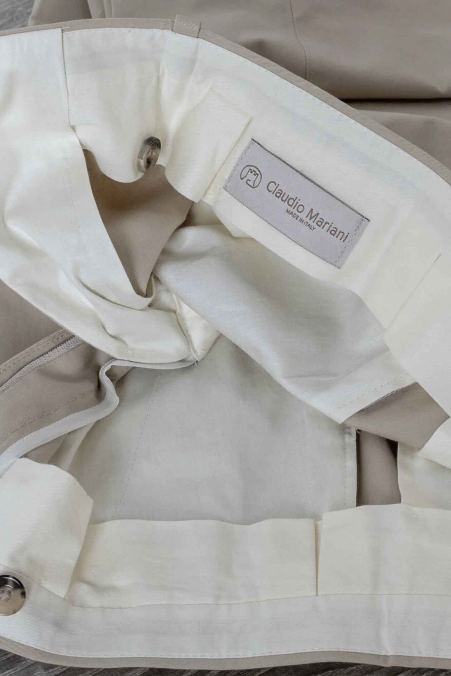 Spring summer light beige cotton trousers