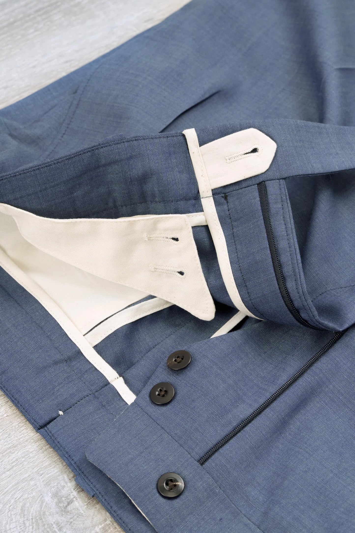 Spring summer blue wool trousers