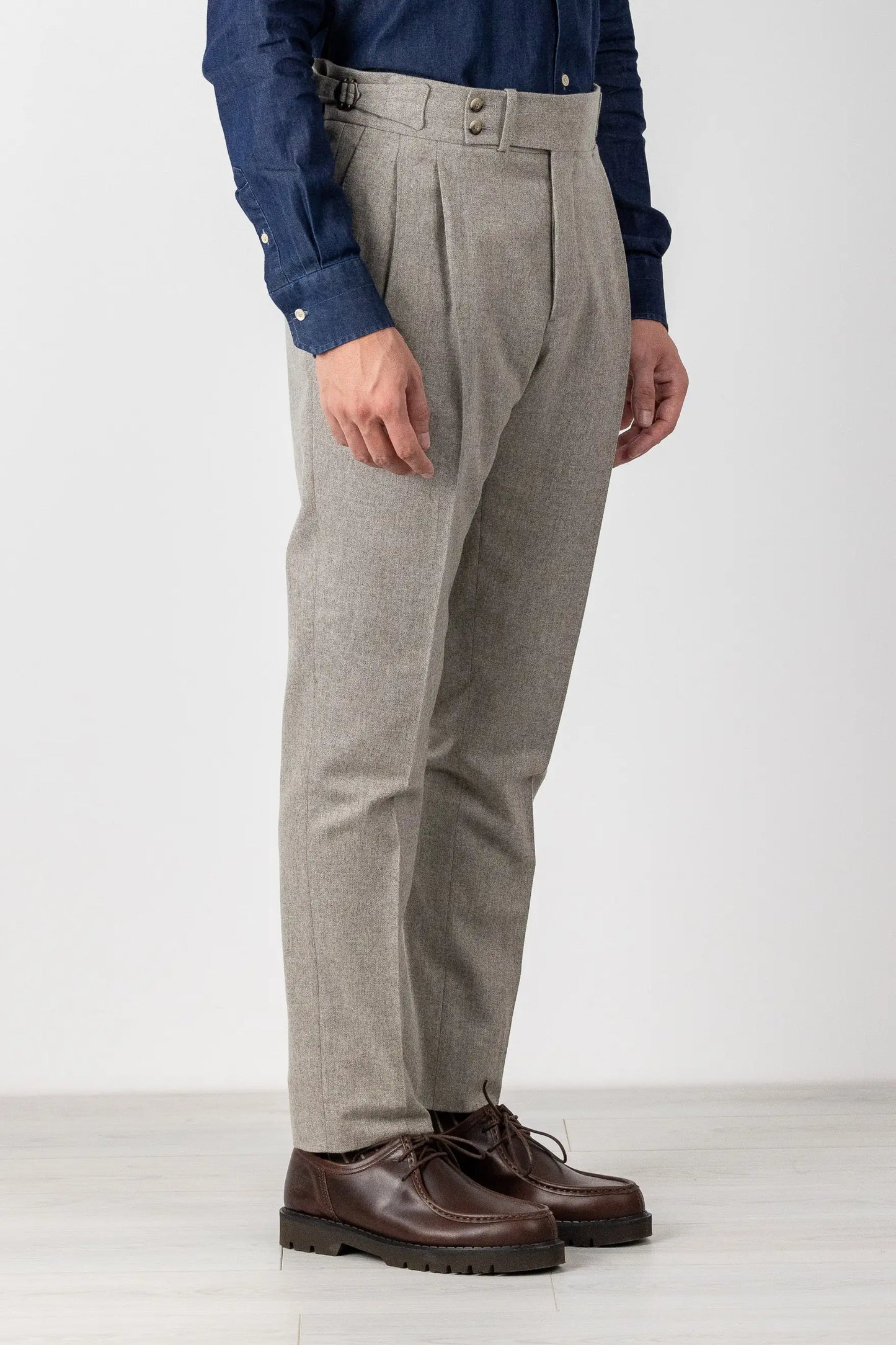 Pantalon en flanelle de laine beige 130’s automne hiver