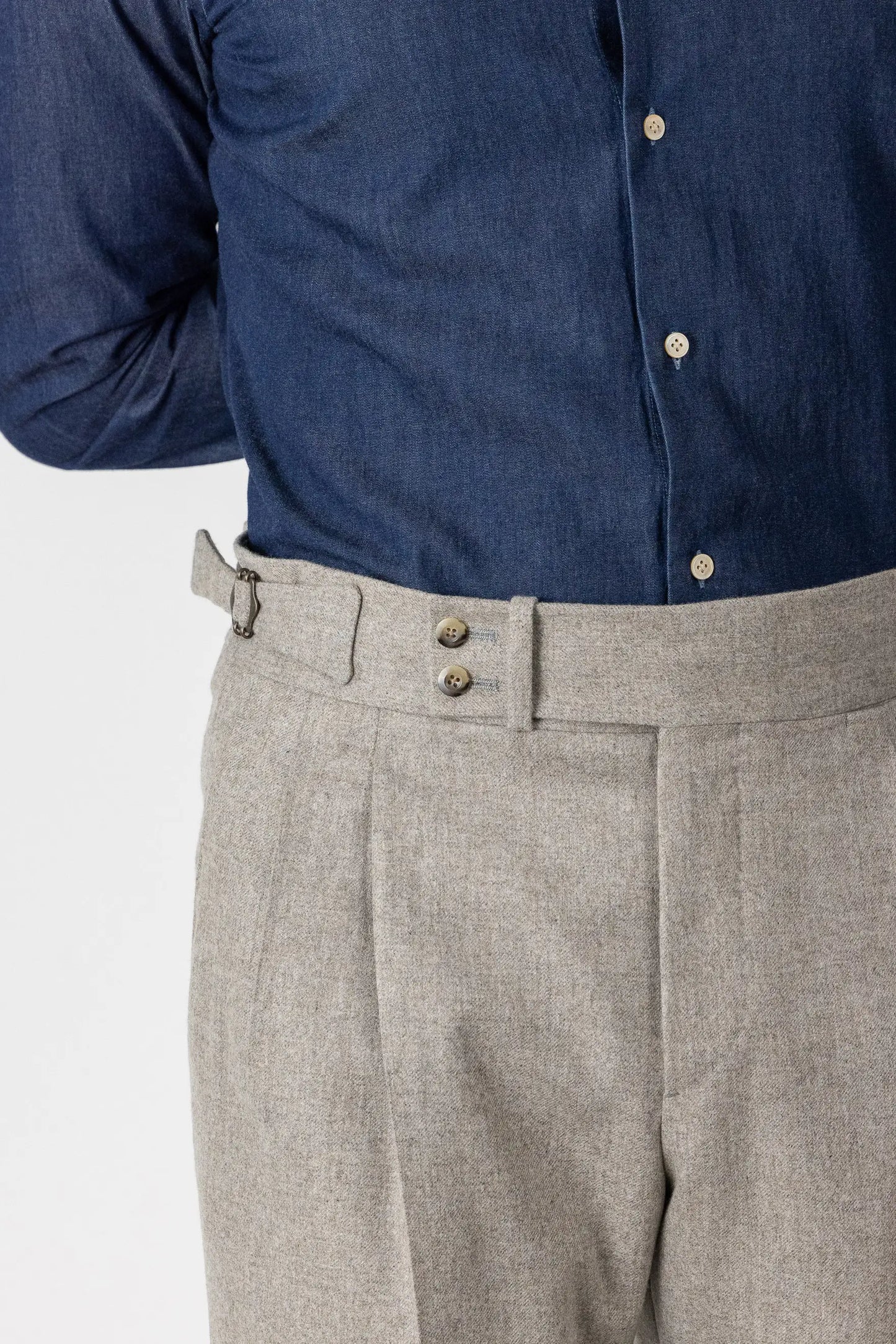 Pantalon en flanelle de laine beige 130’s automne hiver