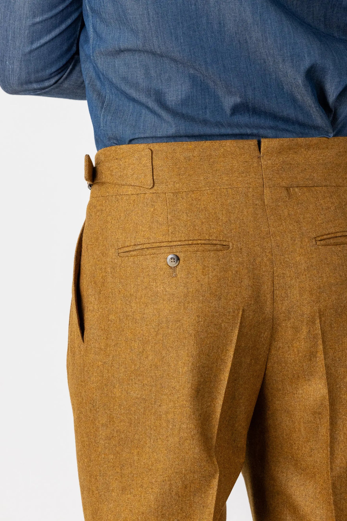 Pantaloni in flanella di lana 130’s marrone autunno inverno