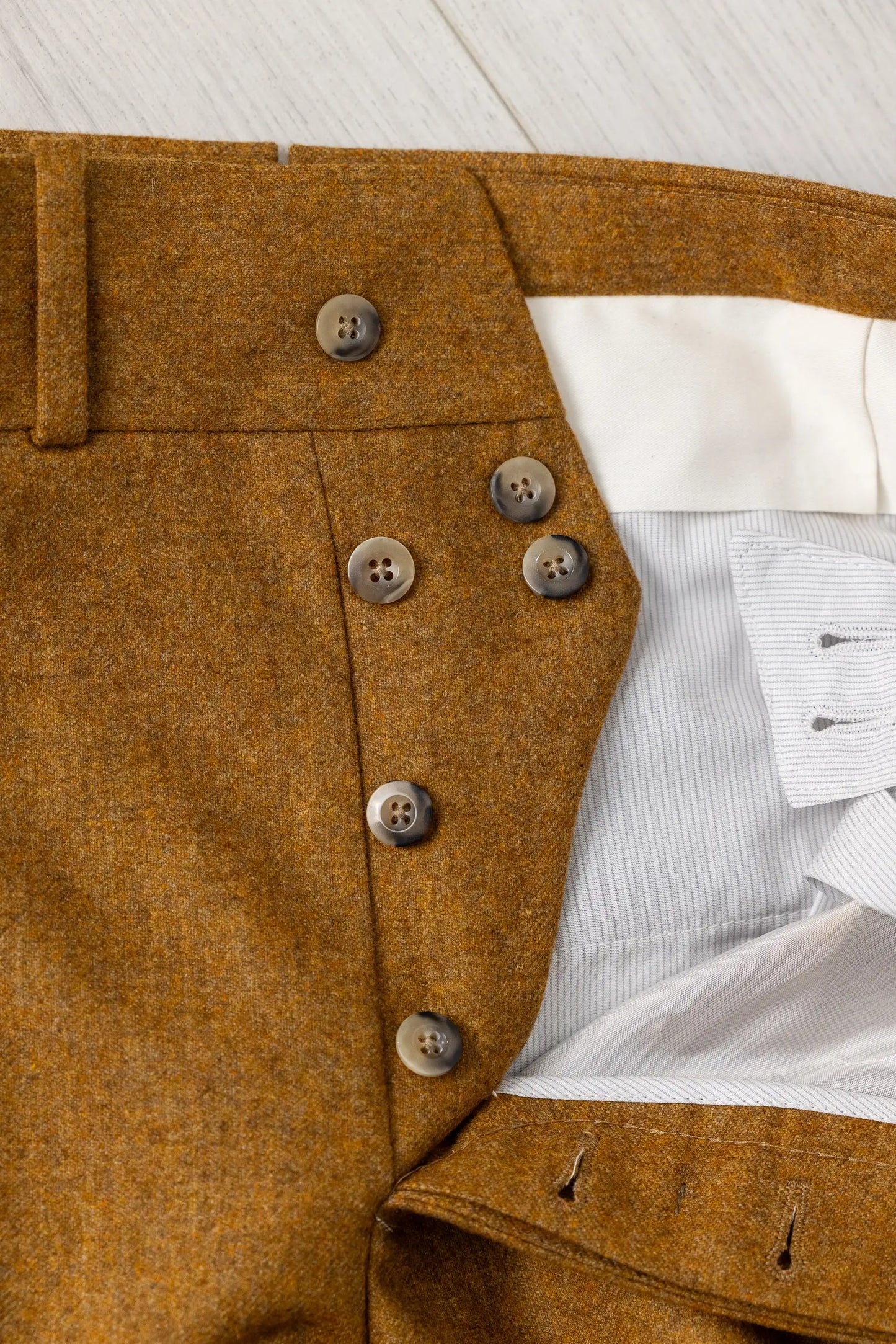 Pantaloni in flanella di lana 130’s marrone autunno inverno