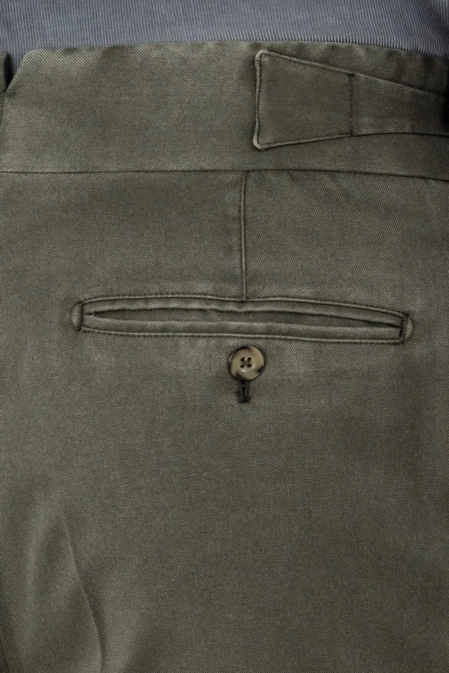 Pantalons chino en laine teinte 120’s vert quatre saisons
