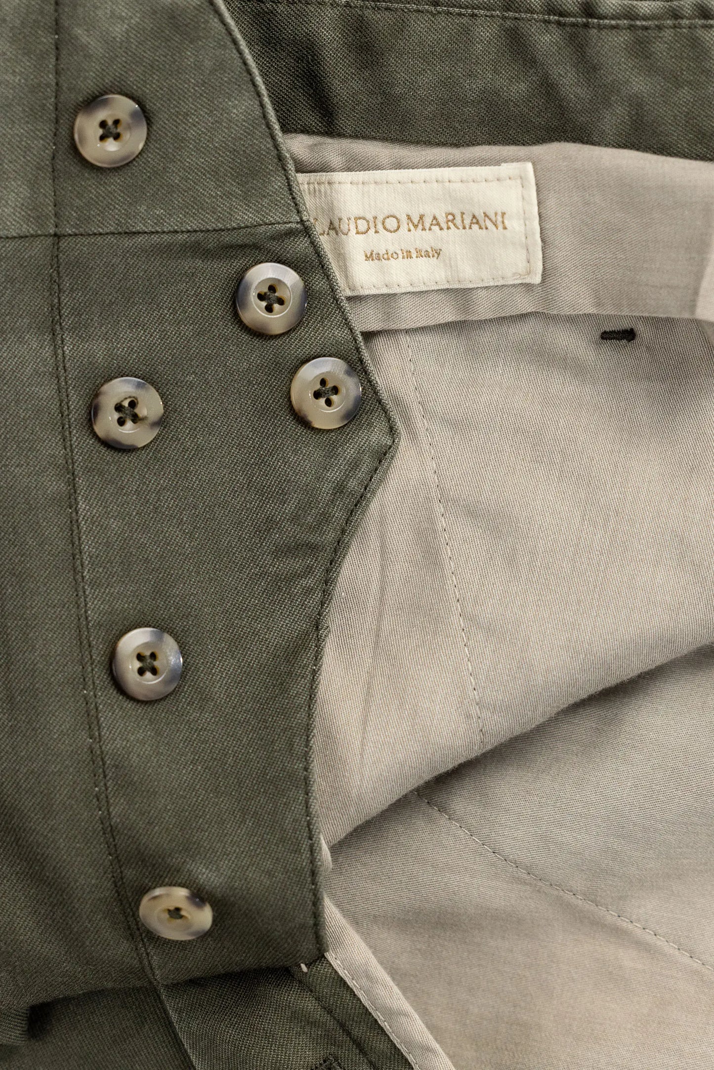 Pantalons chino en laine teinte 120’s vert quatre saisons
