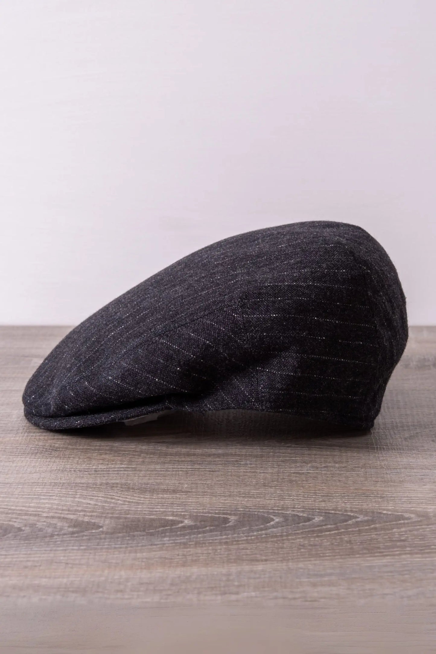 Casquette Plate à Rayures Gris Foncé - Laine, Automne Hiver