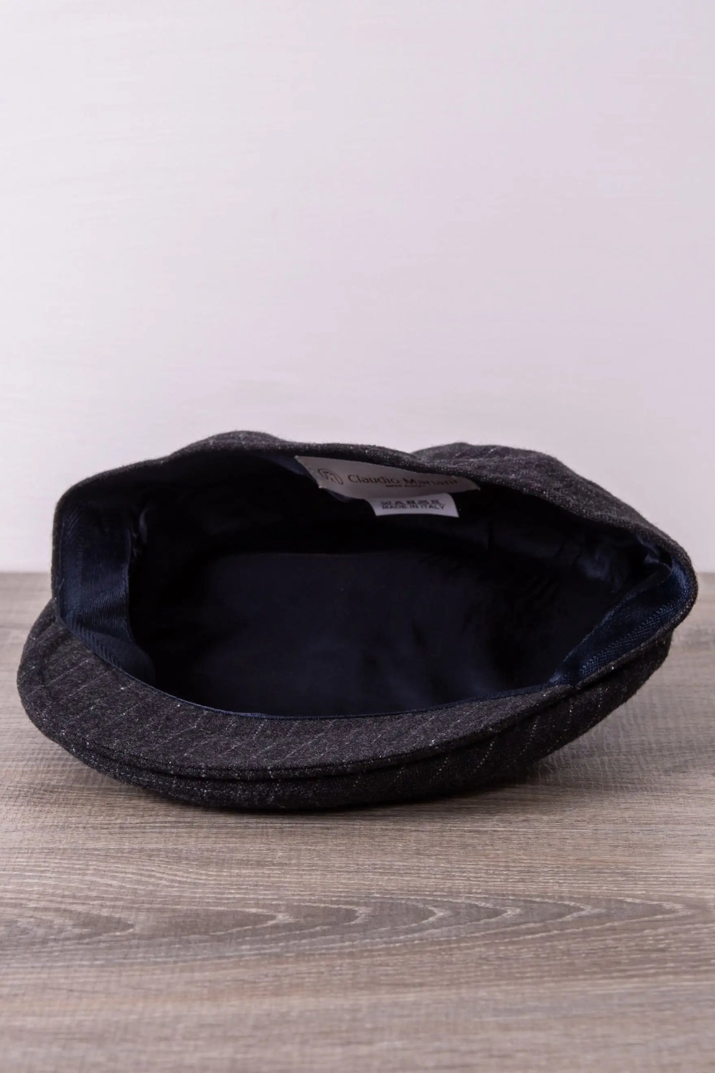 Casquette Plate à Rayures Gris Foncé - Laine, Automne Hiver