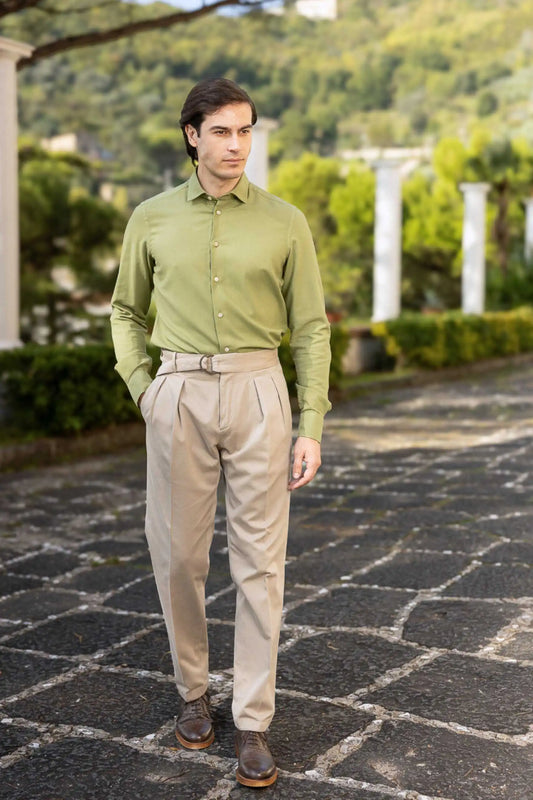 Pantalon chino en coton beige automne hiver