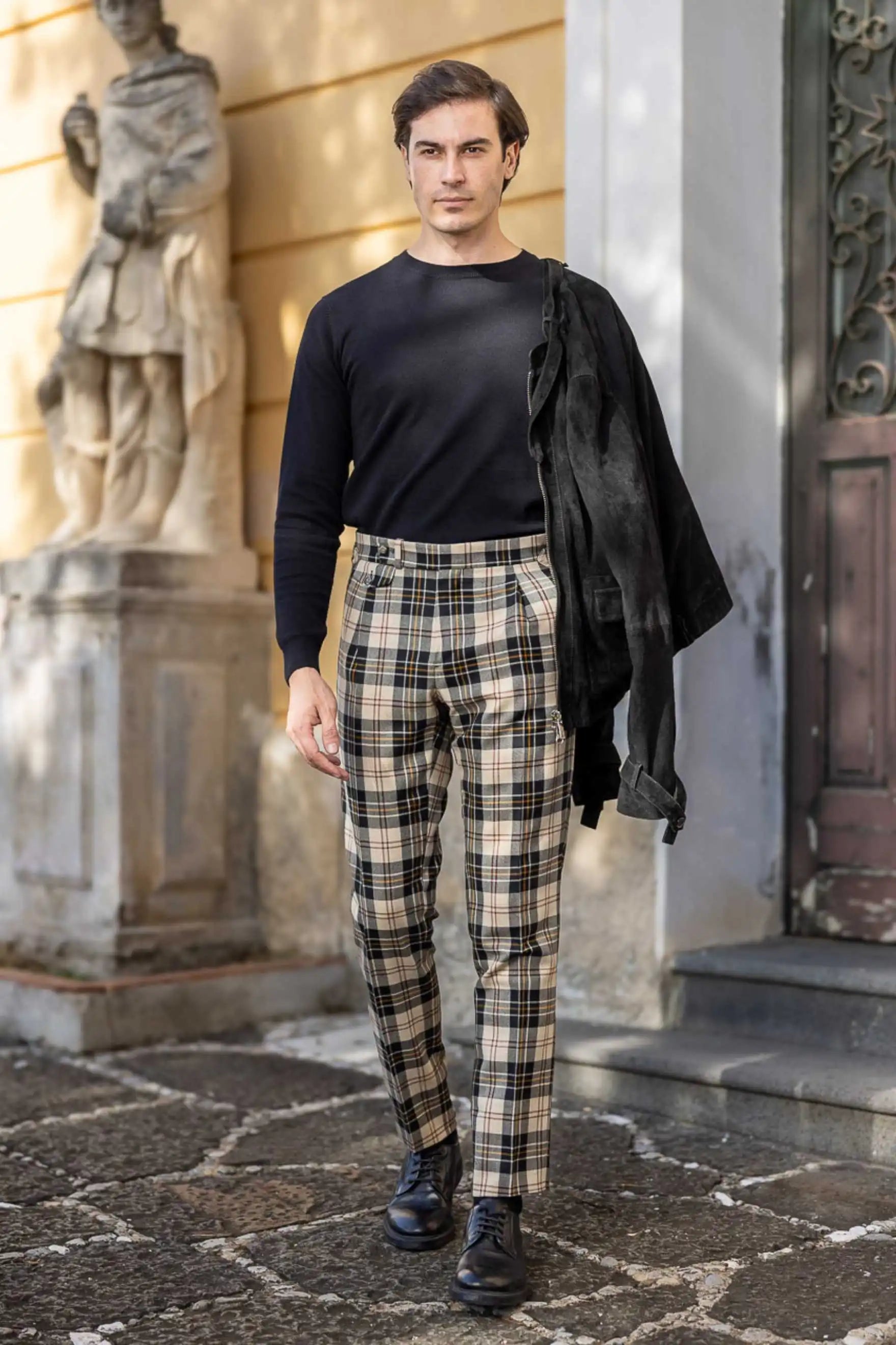 Grey Pants Turtleneck With Plaid Pants Mens Grey Plaid Pants Men