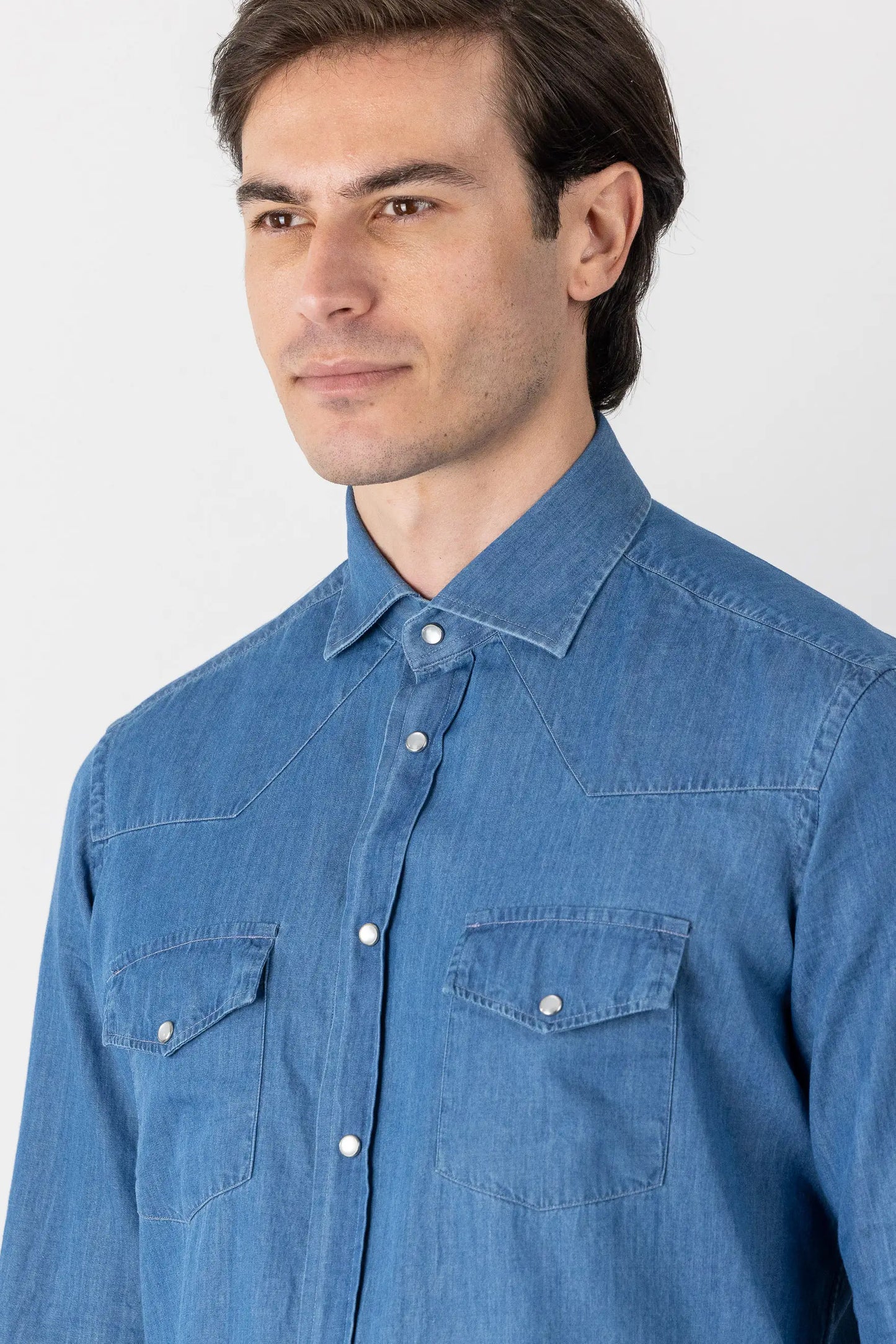 100% cotton four-season blue denim shirt