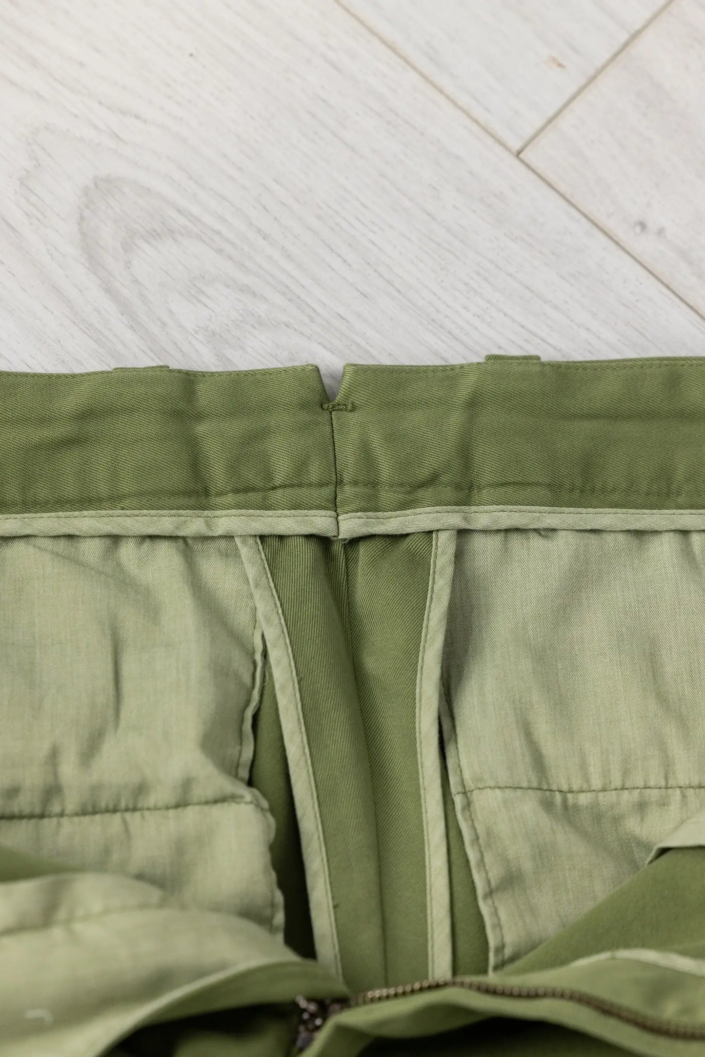 Autumn winter green cotton chino trousers