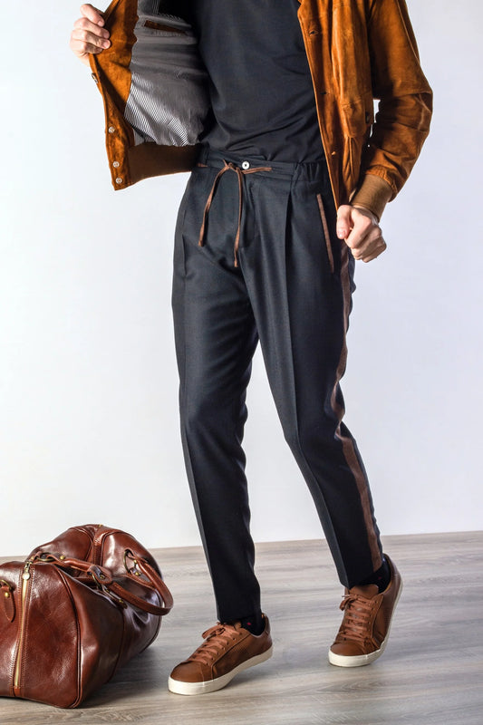 Autumn winter black cashmere trousers