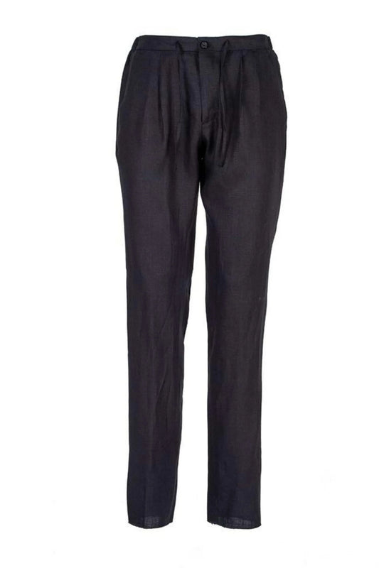 Spring summer black linen trousers