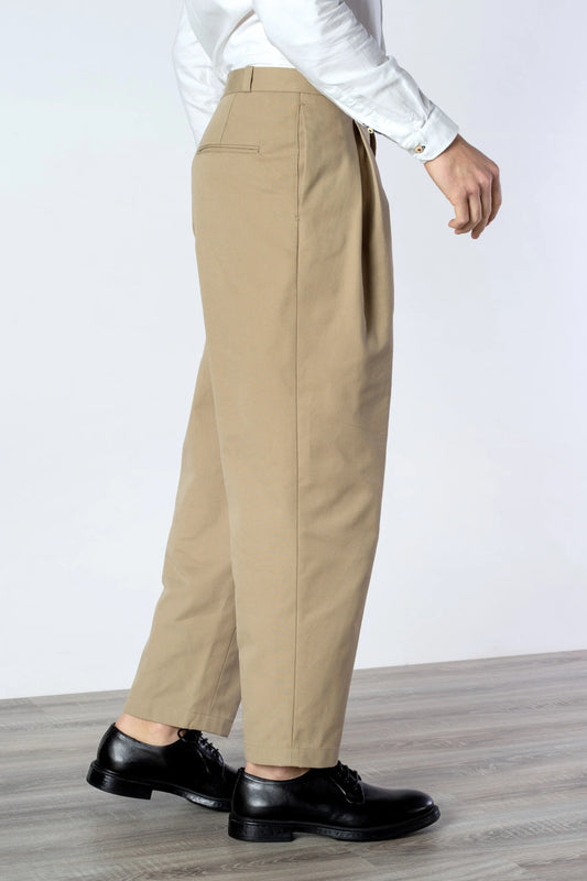 Pantaloni in cotone beige quattro stagioni