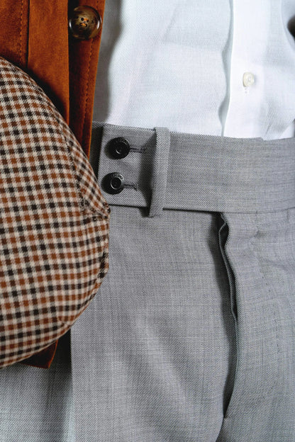 Four-season medium gray wool trousers