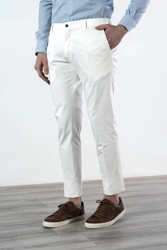 Spring summer white cotton trousers