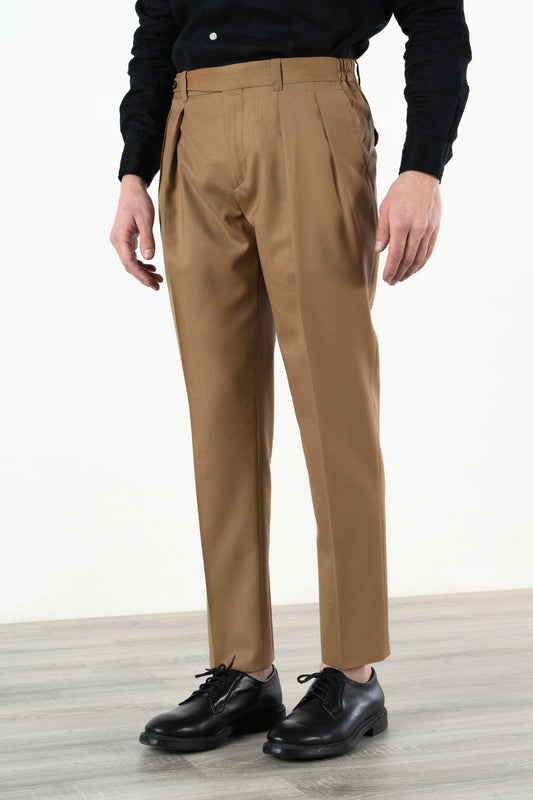 Spring Summer light brown wool trousers