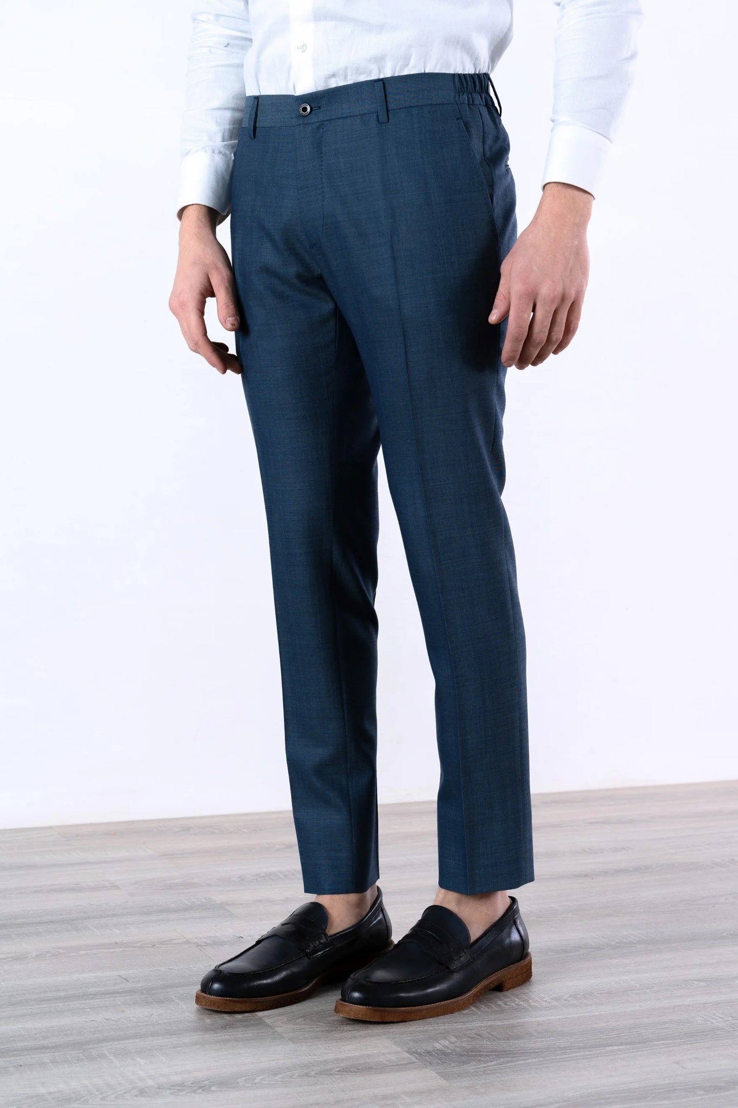 Pantalon en laine bleu printemps été