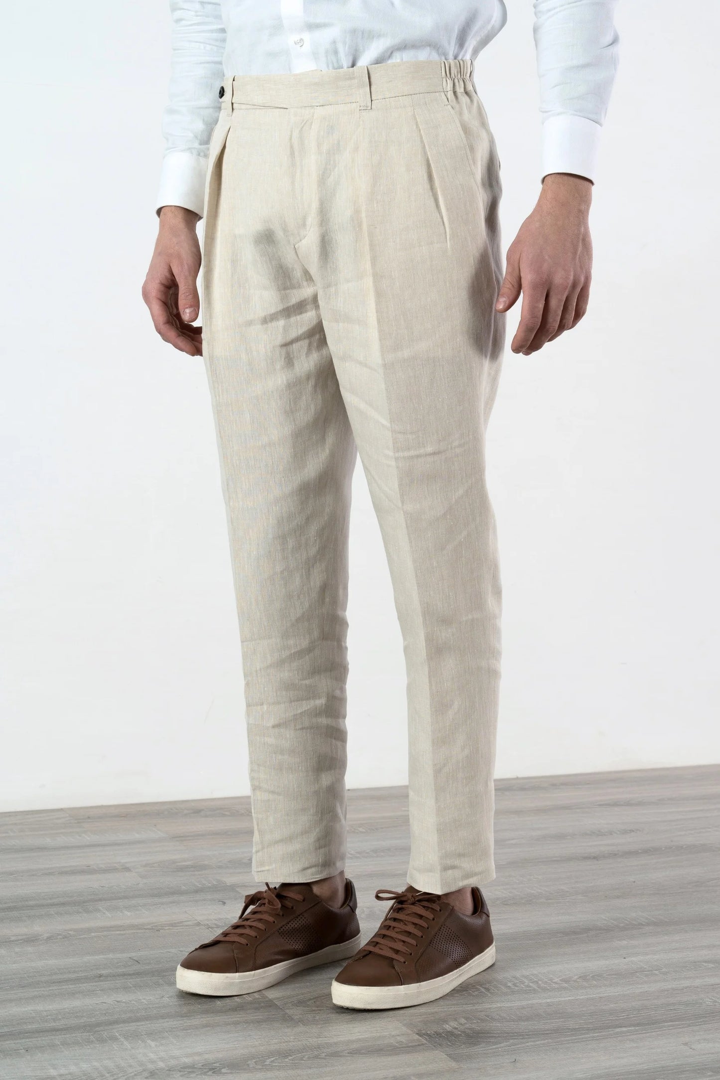 Pantalon en lin beige Printemps Été