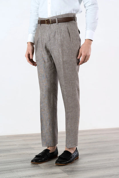 Pantaloni in lino marrone primavera estate