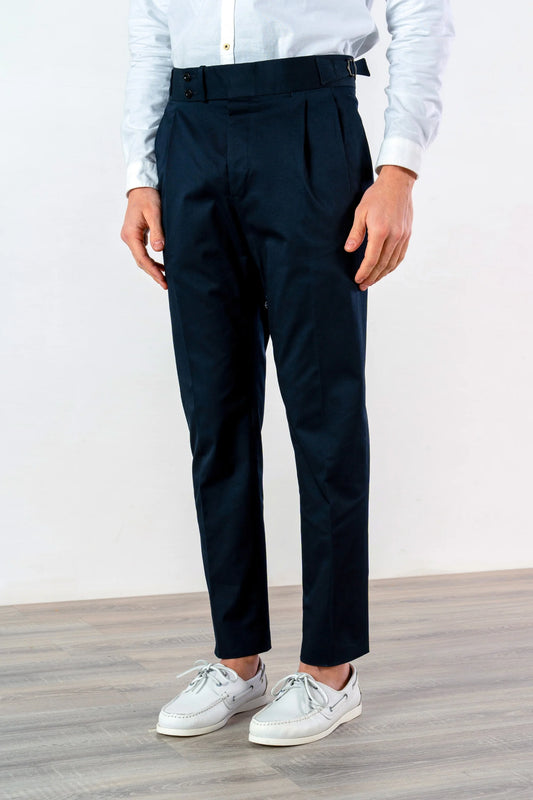 Pantalon en coton bleu Printemps Été