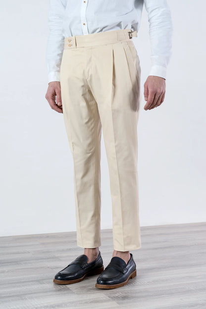 Pantalon en coton ivoire quatre saisons