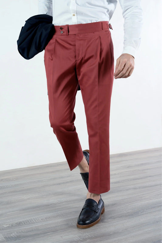 Four seasons red cotton trousers