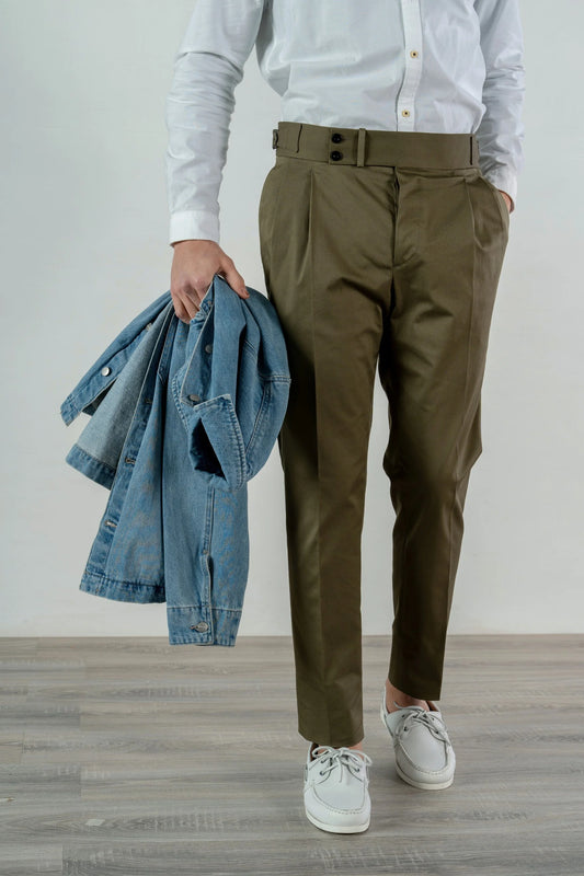 Spring Summer green cotton trousers