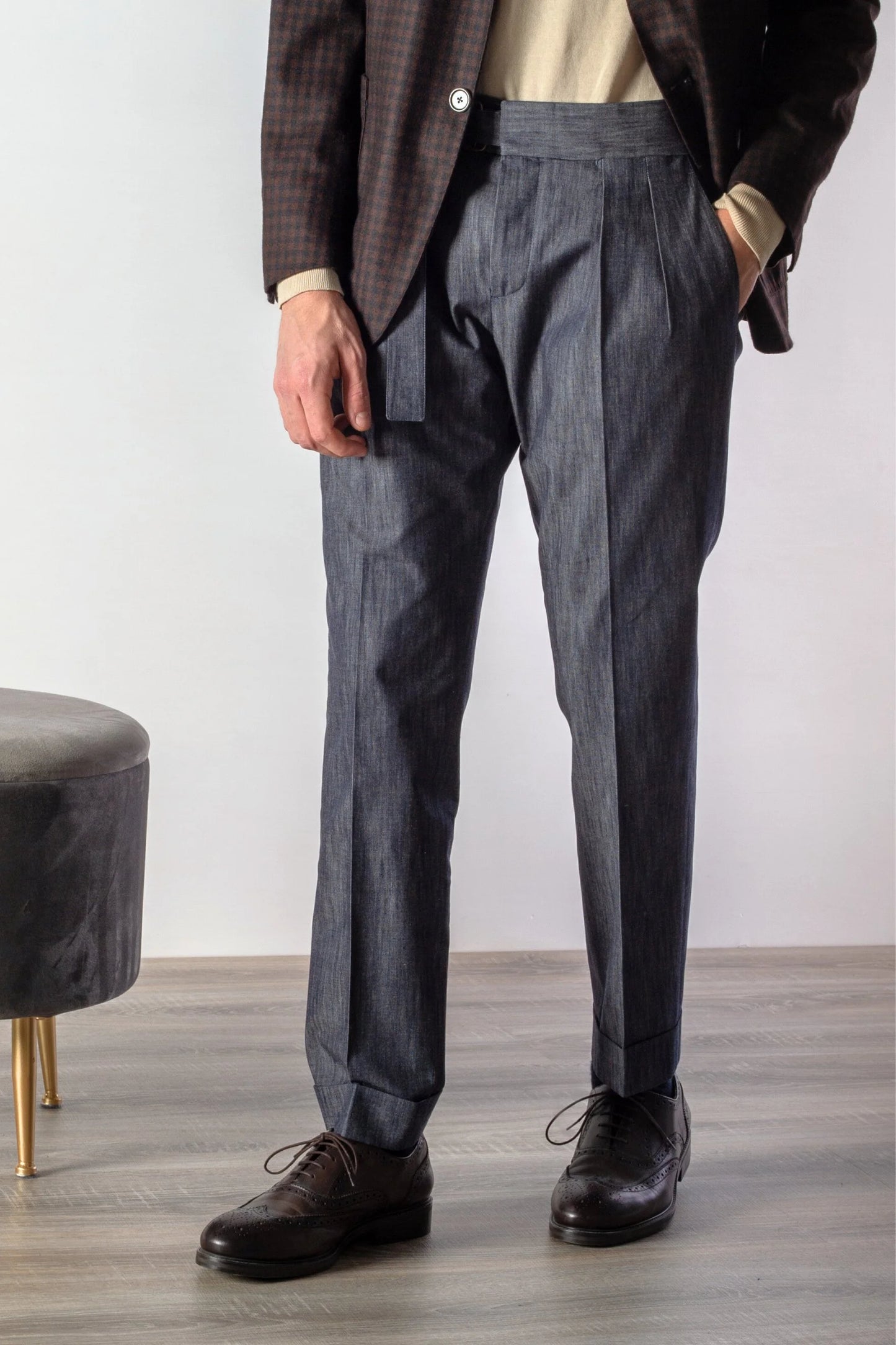 Pantaloni in denim blu quattro stagioni