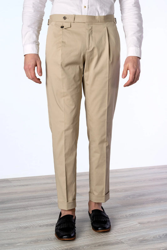 Pantalon en coton beige printemps été