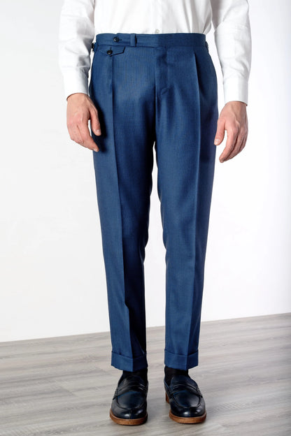 Pantalon en laine bleu quatre saisons