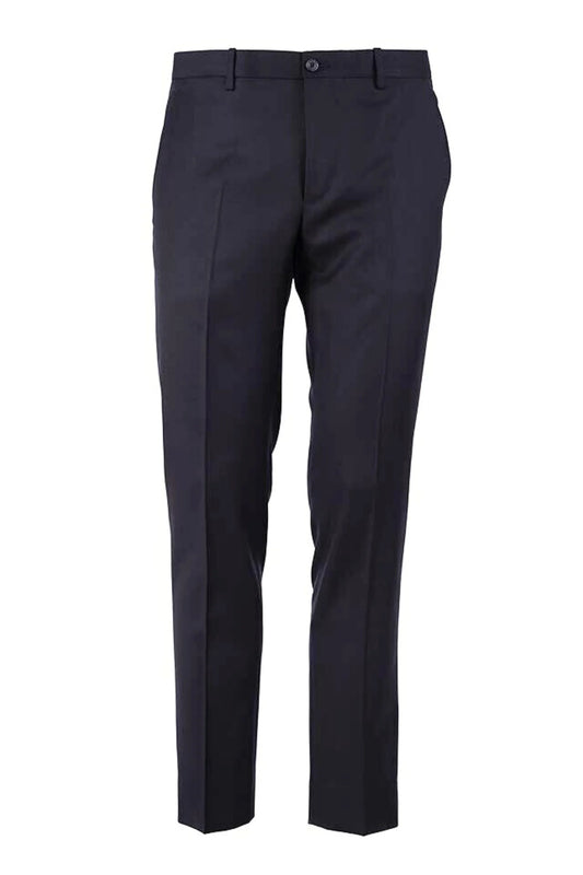 Four-season black wool trousers