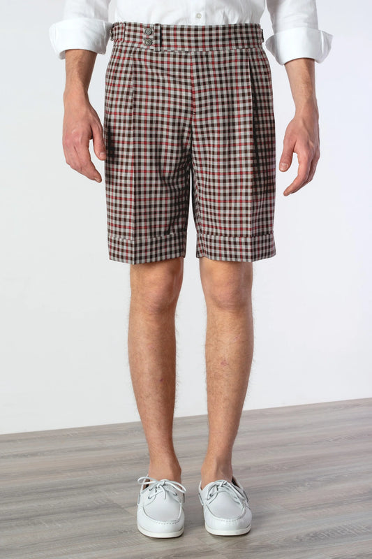 130's red checked wool shorts spring summer