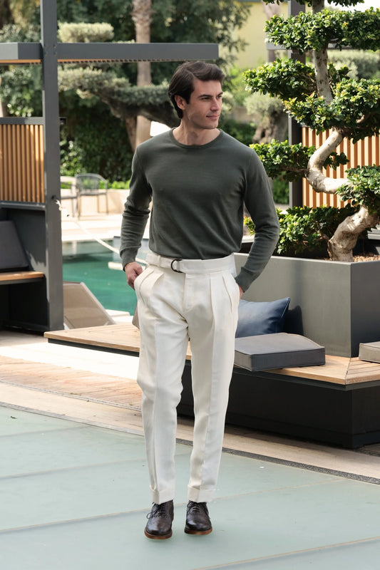 Four seasons ivory hemp trousers