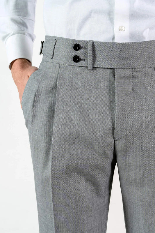 Four-season medium gray wool trousers