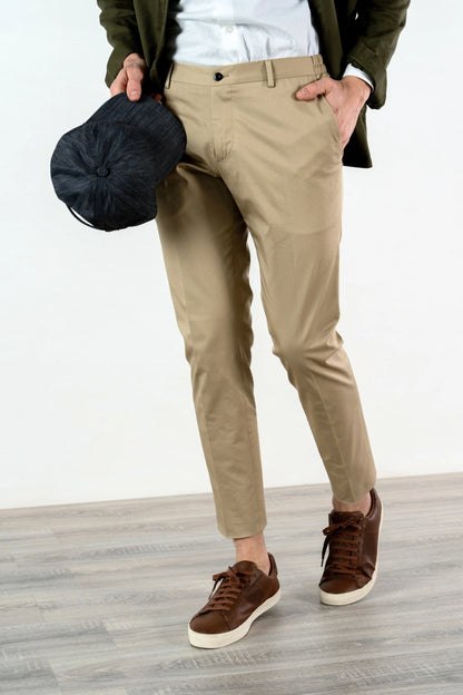 Spring summer beige cotton trousers