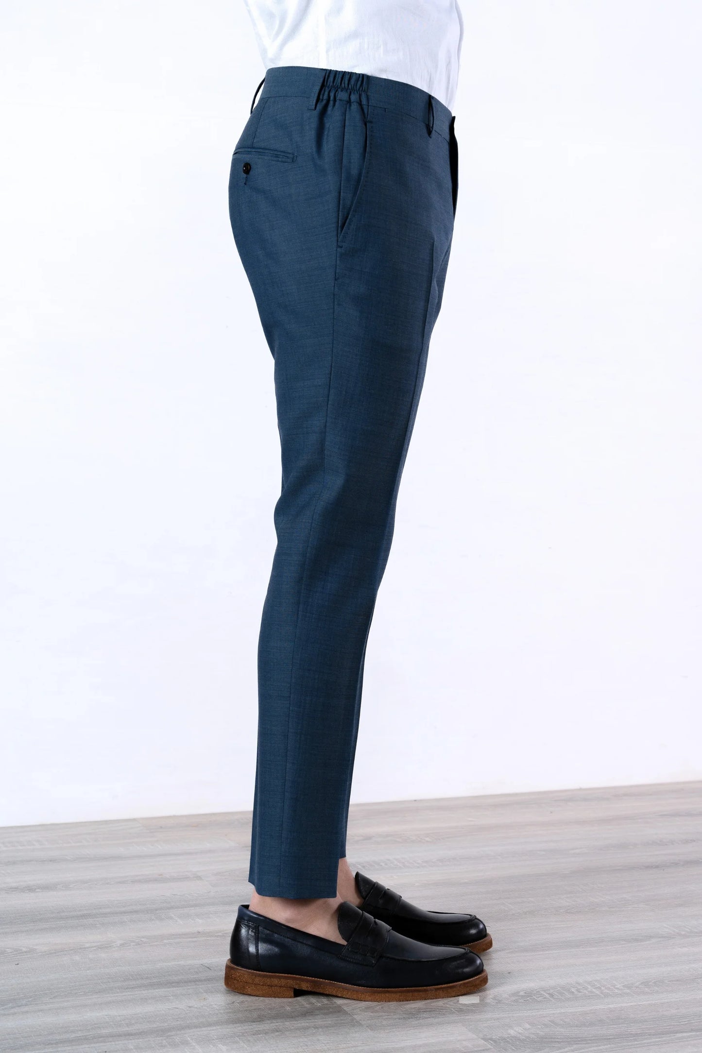 Pantalon en laine bleu printemps été